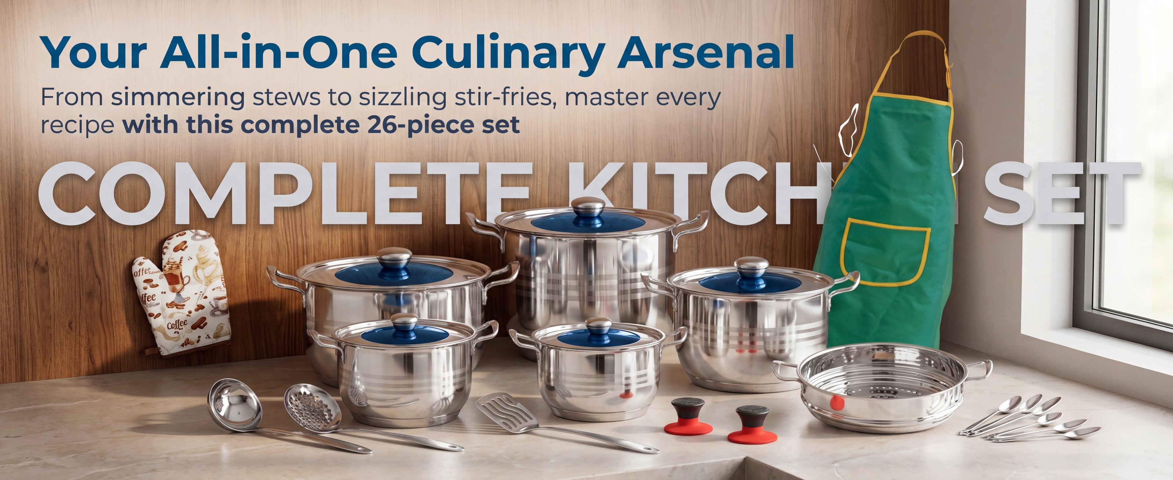Stainless steel cookware set wok cazuela